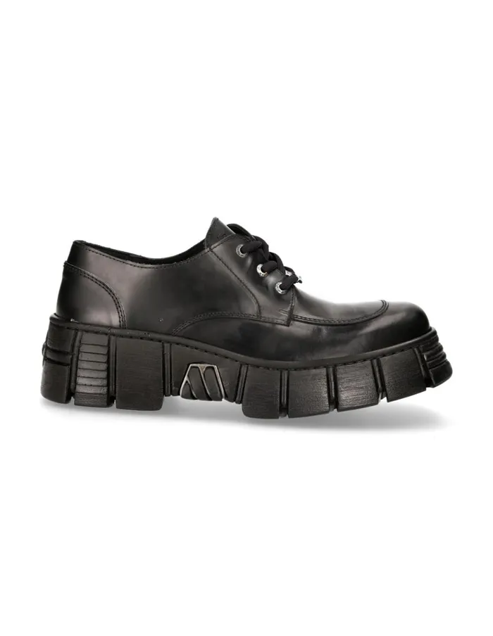 WomenMen Shoe Black Tower With Laces MWall042S1 New Rock Shoes