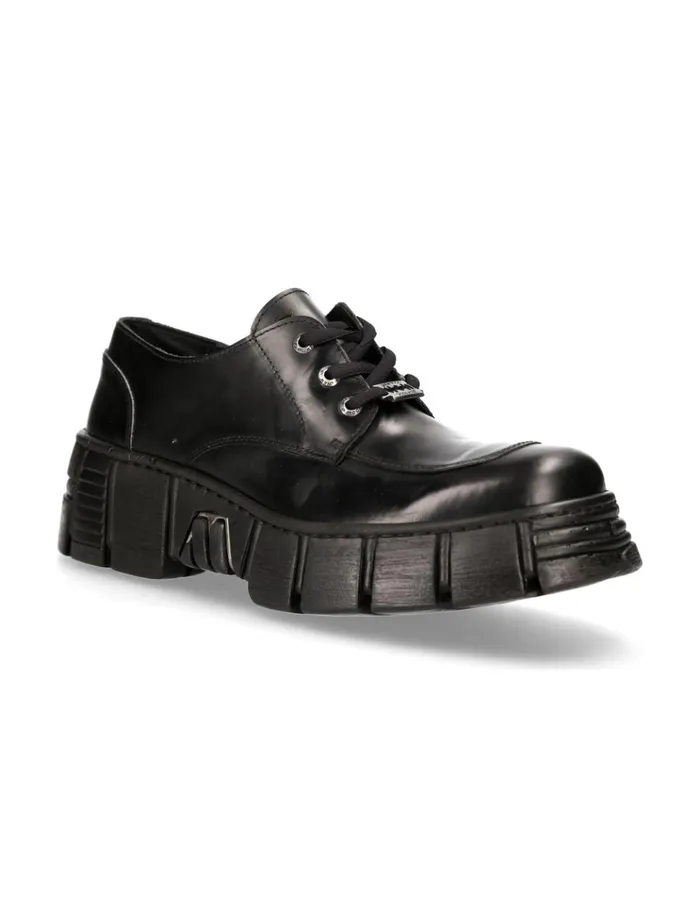 WomenMen Shoe Black Tower With Laces MWall042S1 New Rock Shoes