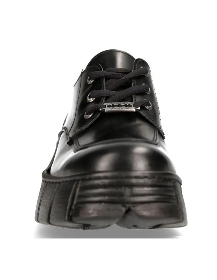 WomenMen Shoe Black Tower With Laces MWall042S1 New Rock Shoes