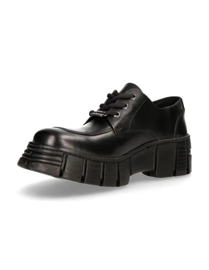 WomenMen Shoe Black Tower With Laces MWall042S1 New Rock Shoes