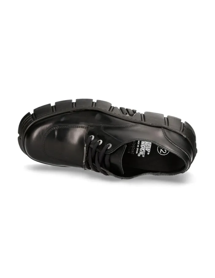 WomenMen Shoe Black Tower With Laces MWall042S1 New Rock Shoes