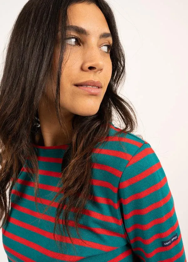 Women MERIDAME II Emerald Green Red Saint James Breton Striped Shirts Women MERIDAME II Emerald Green Red Saint James Breton Striped Shirts