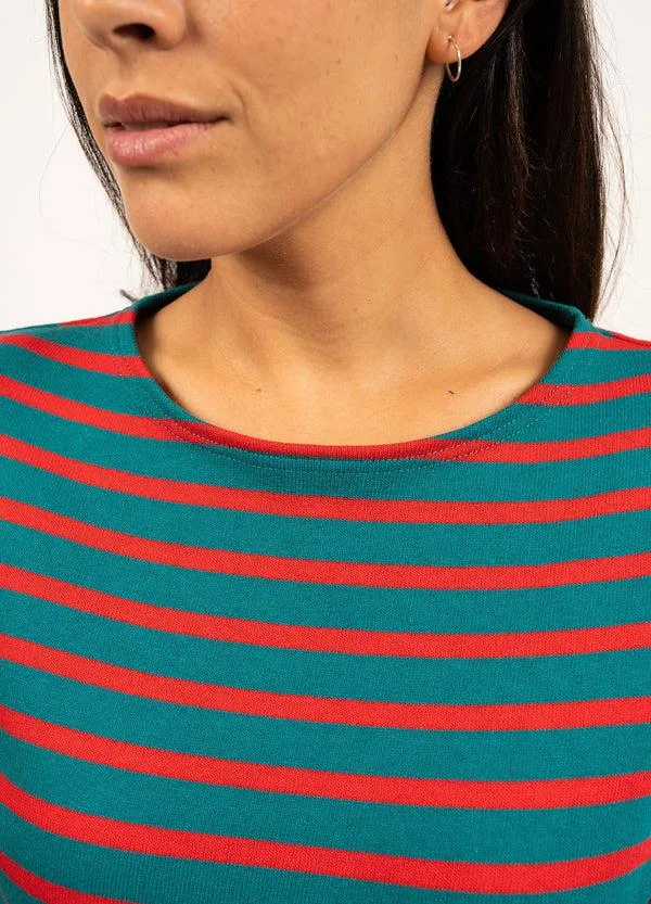 Women MERIDAME II Emerald Green Red Saint James Breton Striped Shirts Women MERIDAME II Emerald Green Red Saint James Breton Striped Shirts