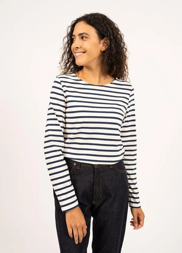 Women MINQUIDAME Ecru Navy Saint James Breton Striped Shirts Women MINQUIDAME Ecru Navy Saint James Breton Striped Shirts