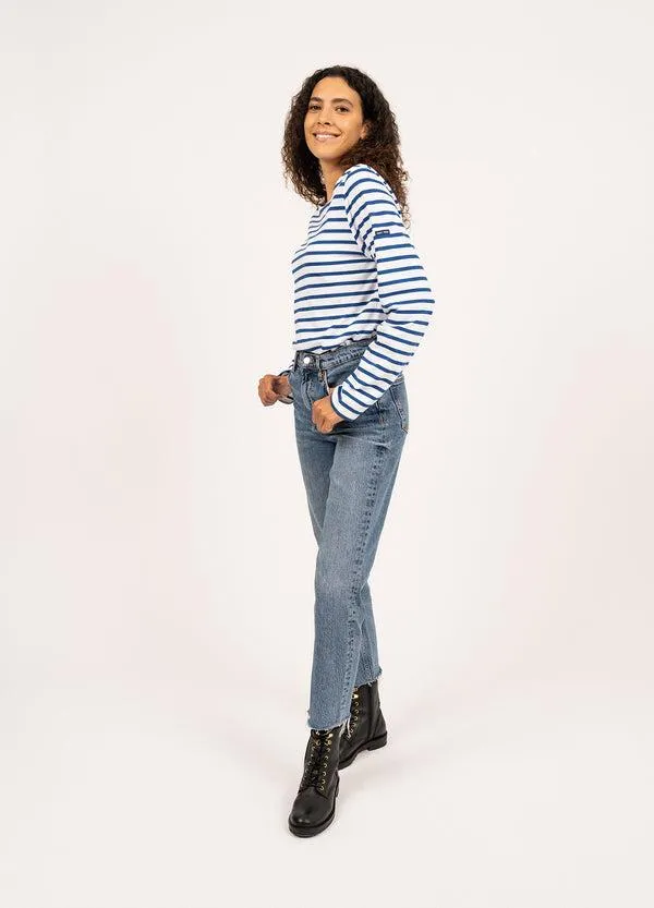 Women MINQUIERS MODERN White Royal Blue Saint James Breton Striped Shirts