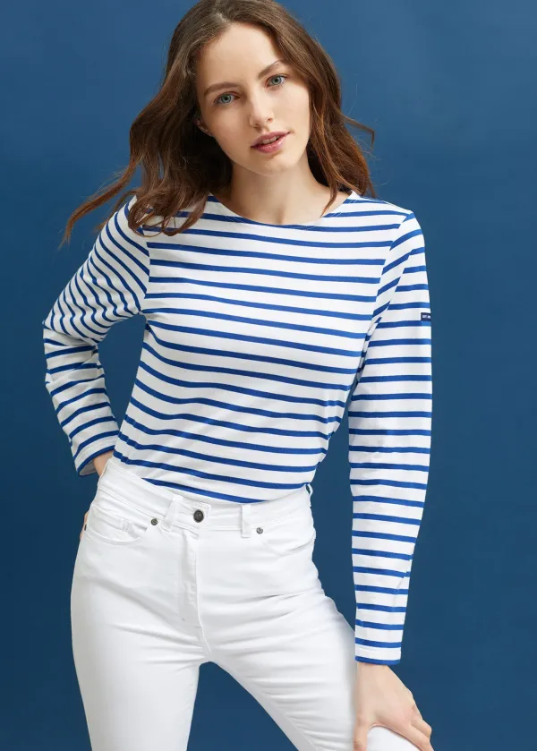 Women MINQUIERS MODERN White Royal Blue Saint James Breton Striped Shirts Women MINQUIERS MODERN White Royal Blue Saint James Breton Striped Shirts
