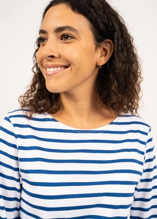 Women MINQUIERS MODERN White Royal Blue Saint James Breton Striped Shirts Women MINQUIERS MODERN White Royal Blue Saint James Breton Striped Shirts