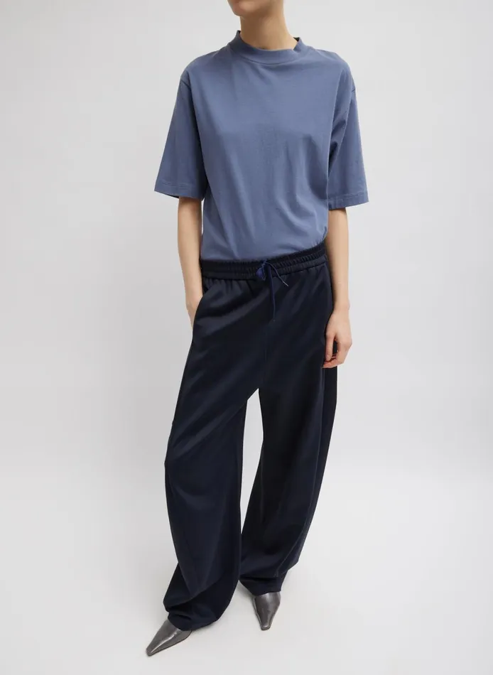 Women Mock Neck Unisex TShirt Dusty Navy Tibi Fundamentals