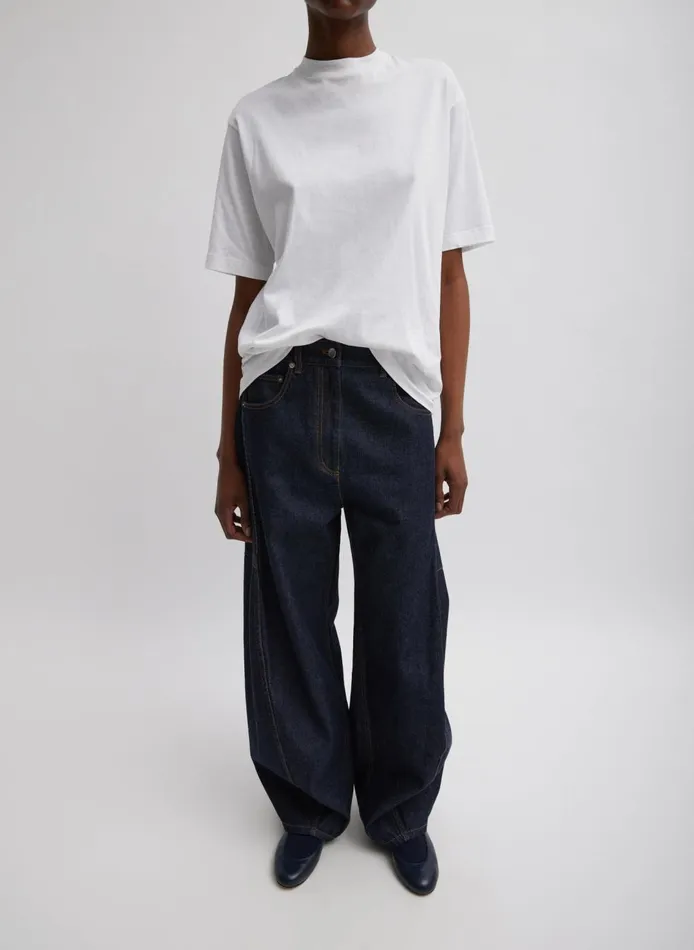 Women Mock Neck Unisex TShirt White Tibi Tops