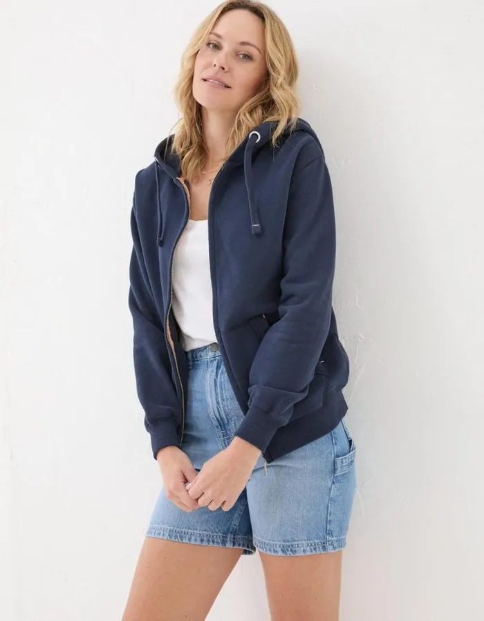 Women Nightwear and Loungewear FatFace Amy Zip Through Hoodie Navy