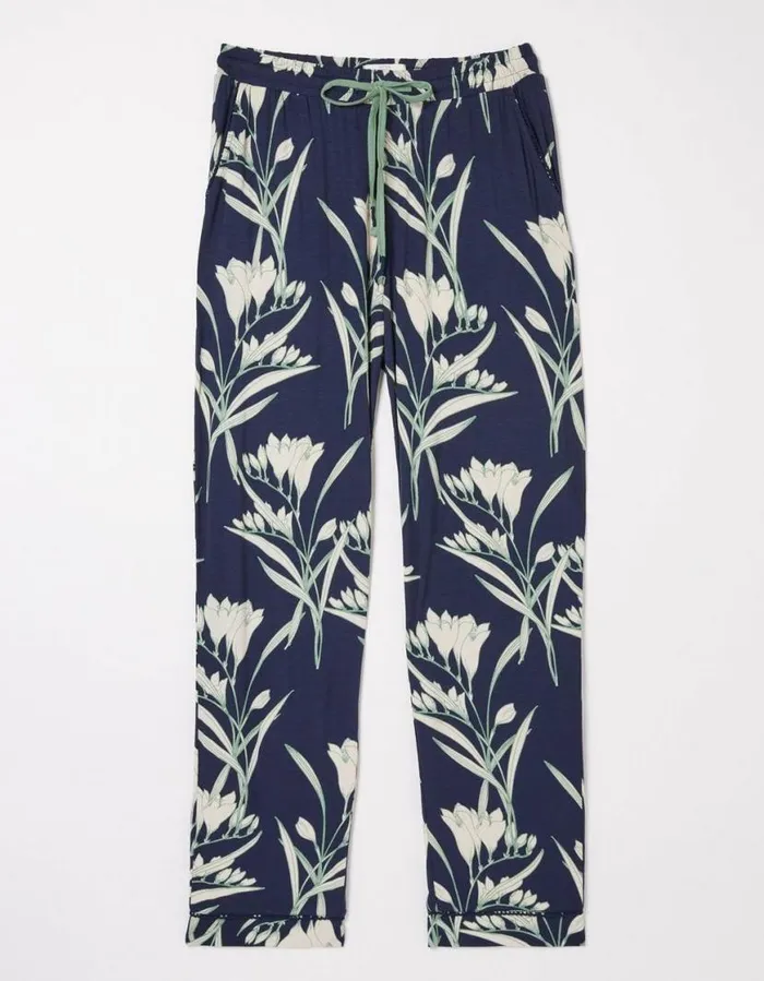 Women Nightwear and Loungewear FatFace Eva Spring Blooms Jersey Pyjama Bottoms Navy