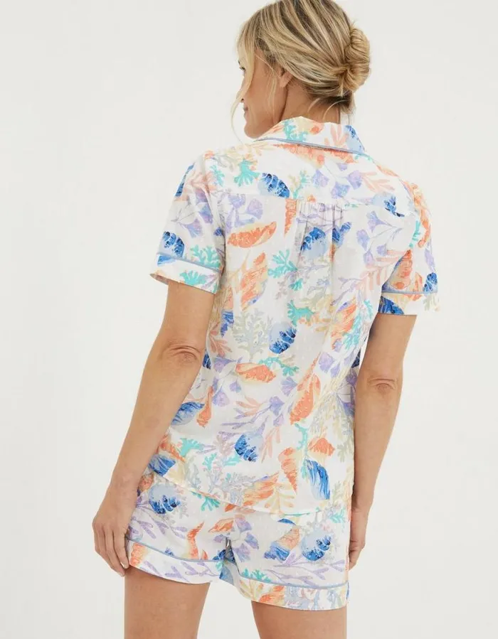 Women Nightwear and Loungewear FatFace Ocean Shell Shirt Ivory