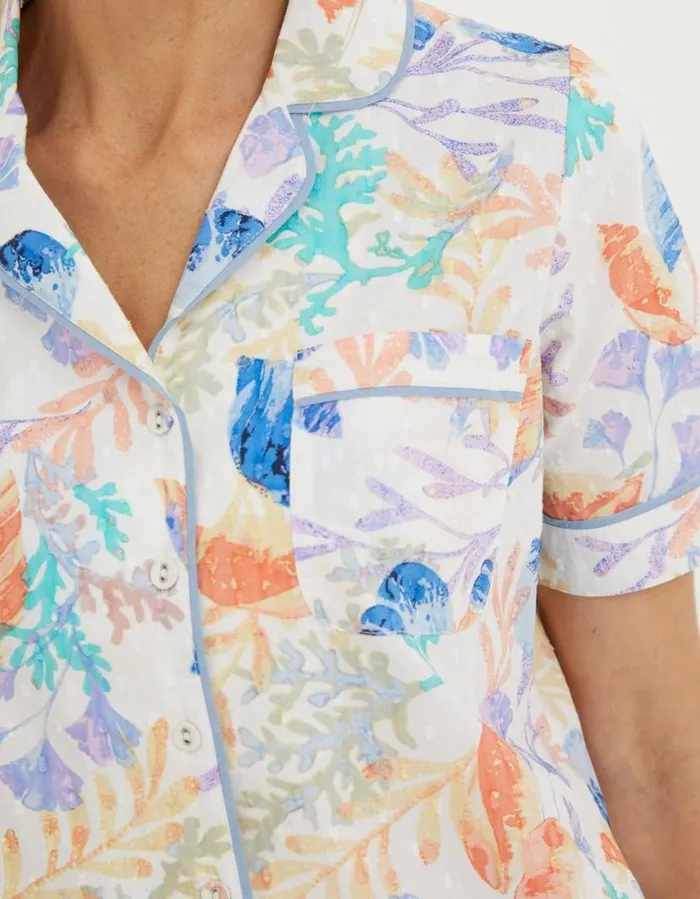 Women Nightwear and Loungewear FatFace Ocean Shell Shirt Ivory