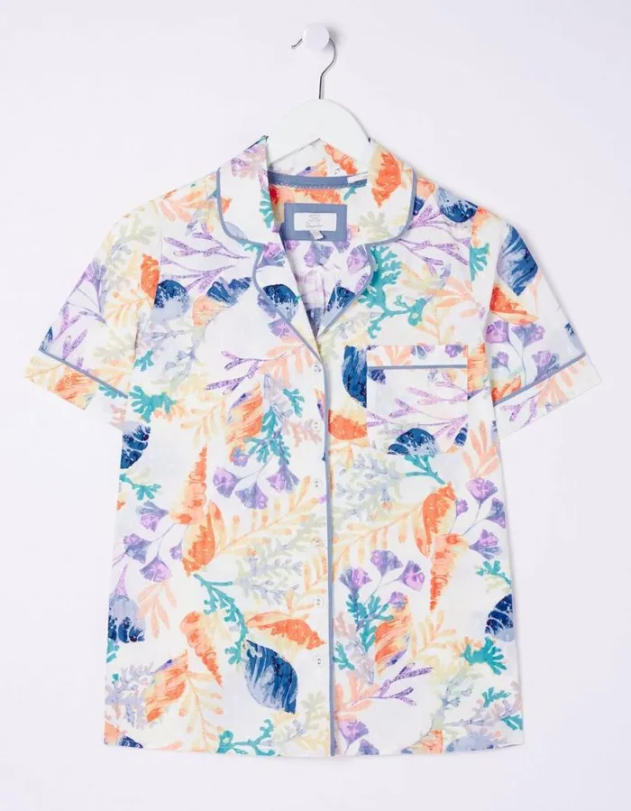 Women Nightwear and Loungewear FatFace Ocean Shell Shirt Ivory