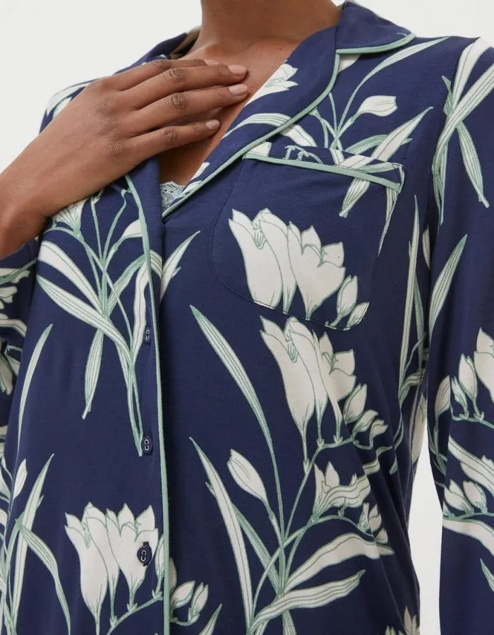 Women Nightwear and Loungewear FatFace Spring Blooms Jersey Nightshirt Navy