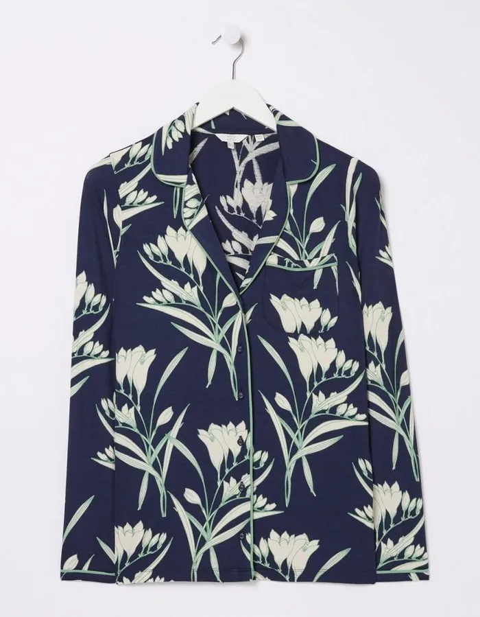 Women Nightwear and Loungewear FatFace Spring Blooms Jersey Nightshirt Navy