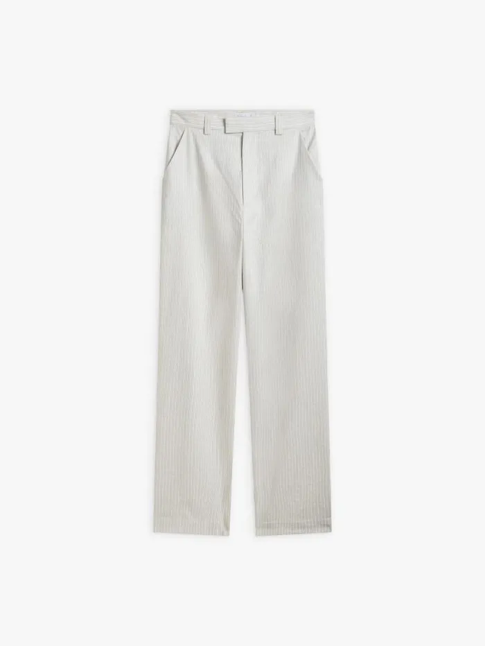 Women Pants and Jeans Agns B Beige Cotton Striped Amelyn Pants