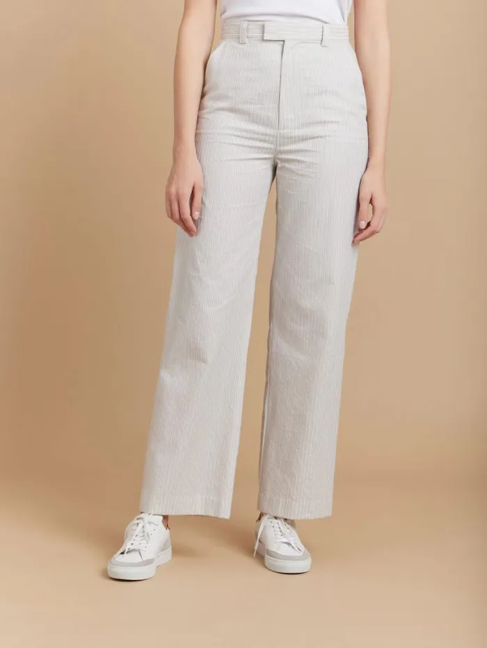 Women Pants and Jeans Agns B Beige Cotton Striped Amelyn Pants