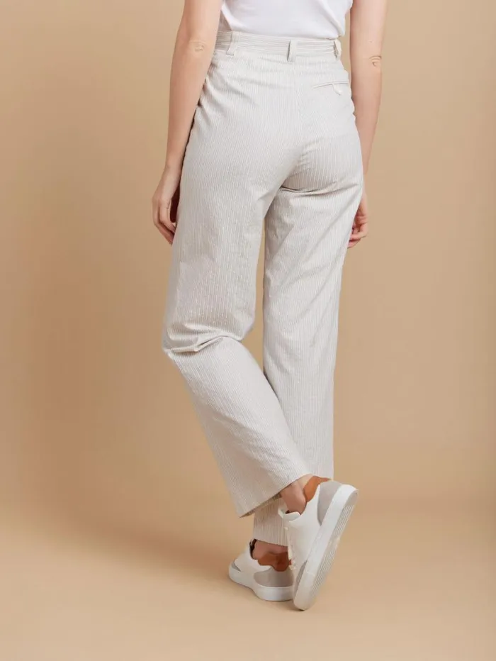Women Pants and Jeans Agns B Beige Cotton Striped Amelyn Pants
