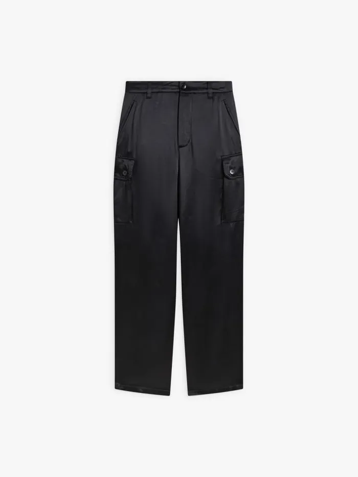 Women Pants and Jeans Agns B Black Satin Cargo Pants