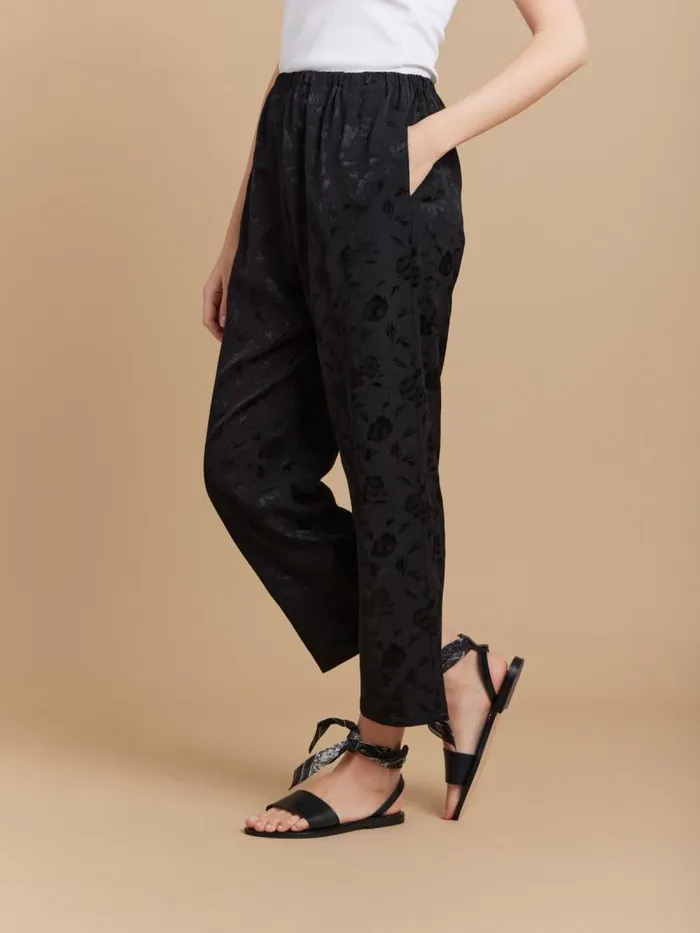 Women Pants and Jeans Agns B Black Viscose Vietnam Floral WidePants