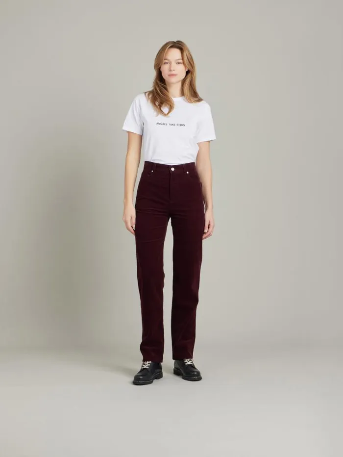 Women Pants and Jeans Agns B Burgundy Corduroy Misfits Pants