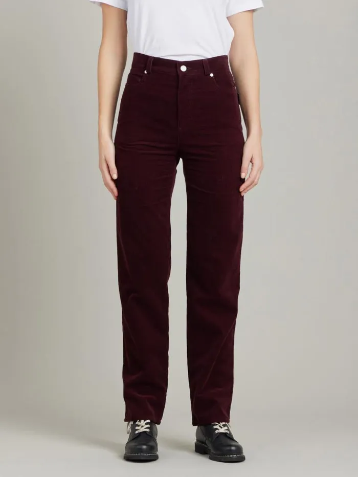Women Pants and Jeans Agns B Burgundy Corduroy Misfits Pants