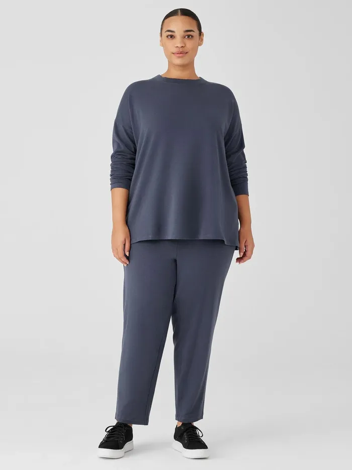 Women Pants Shorts and Jumpsuits Eileen Fisher Cozy Brushed Terry Hug Slouchy Pant Ocean