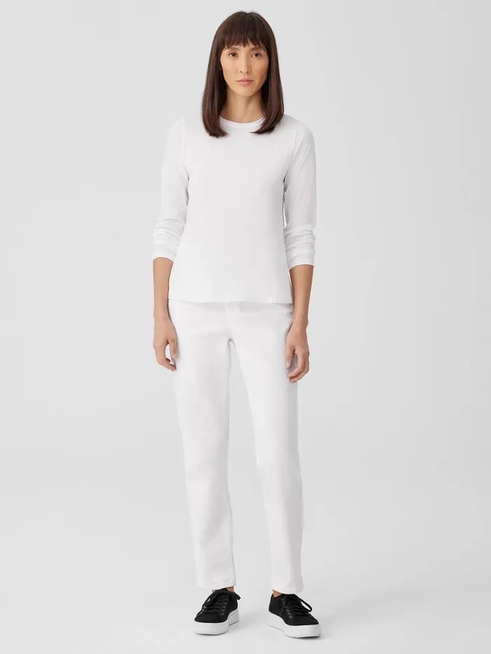 Women Pants Shorts and Jumpsuits Eileen Fisher Organic Cotton Denim Slim Jean White