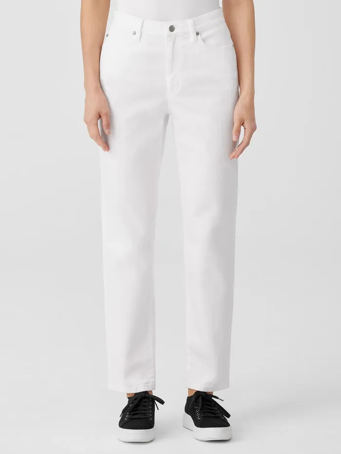 Women Pants Shorts and Jumpsuits Eileen Fisher Organic Cotton Denim Slim Jean White