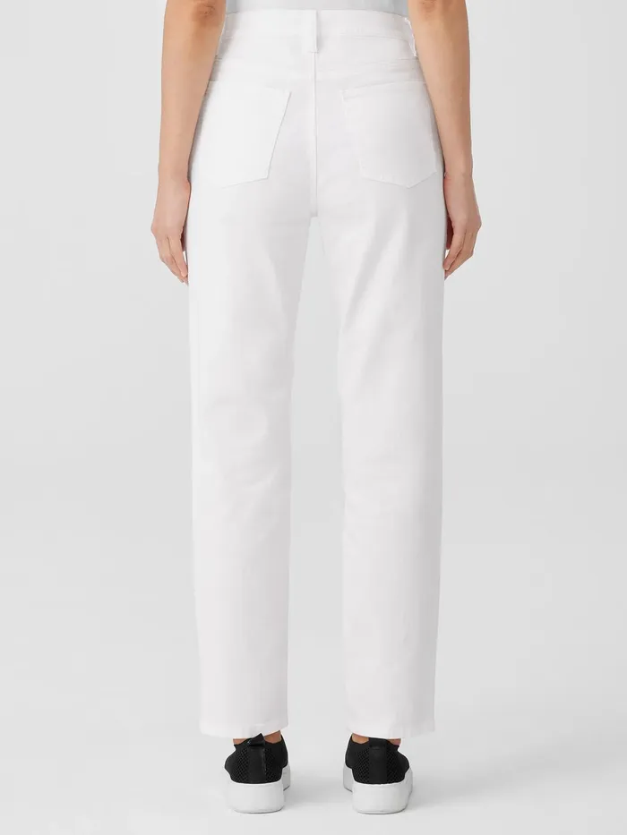 Women Pants Shorts and Jumpsuits Eileen Fisher Organic Cotton Denim Slim Jean White