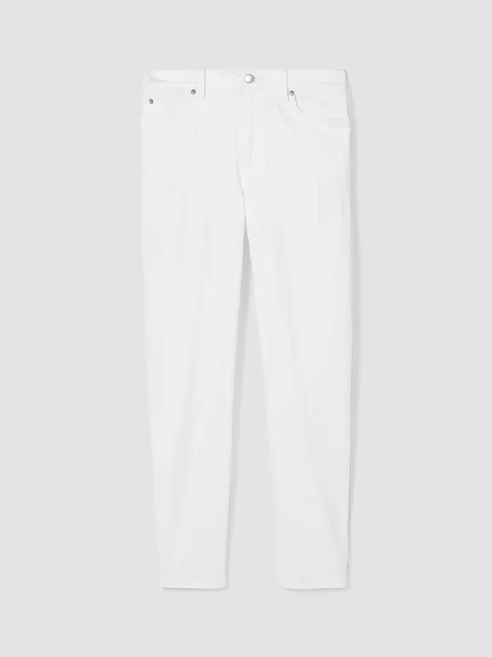 Women Pants Shorts and Jumpsuits Eileen Fisher Organic Cotton Denim Slim Jean White