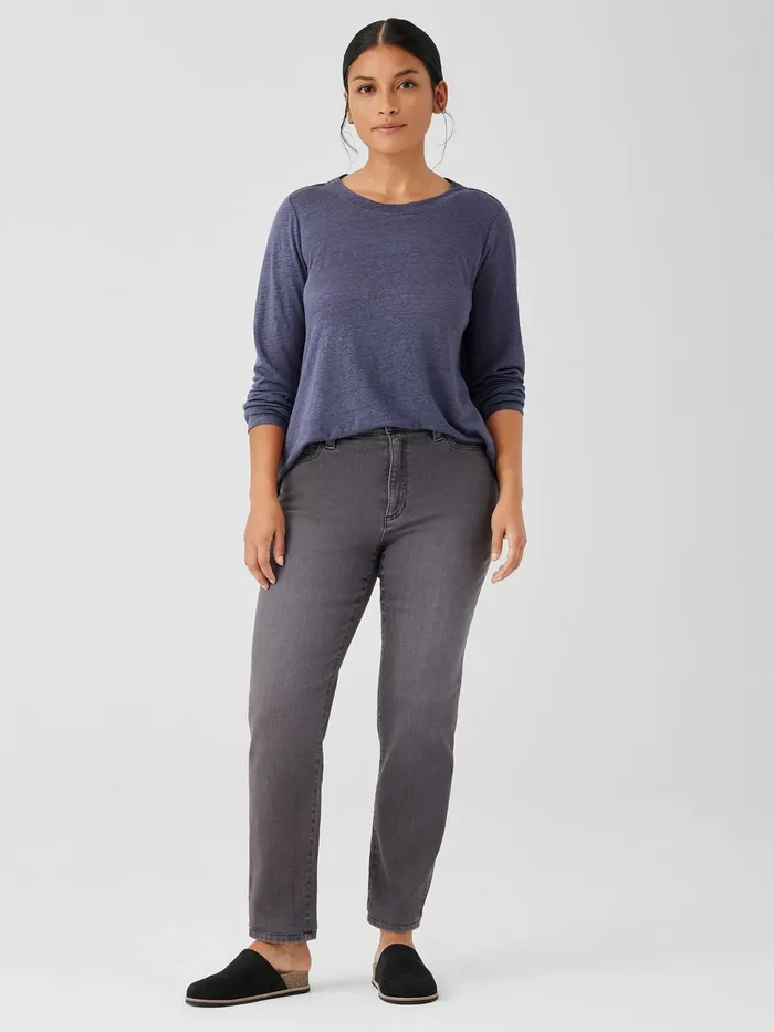 Women Pants Shorts and Jumpsuits Eileen Fisher Organic Cotton Stretch Slim Jean Carbon