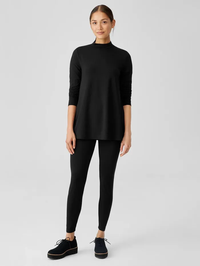 Women Pants Shorts and Jumpsuits Eileen Fisher Stretch Jersey Knit HighWaisted Leggings Black
