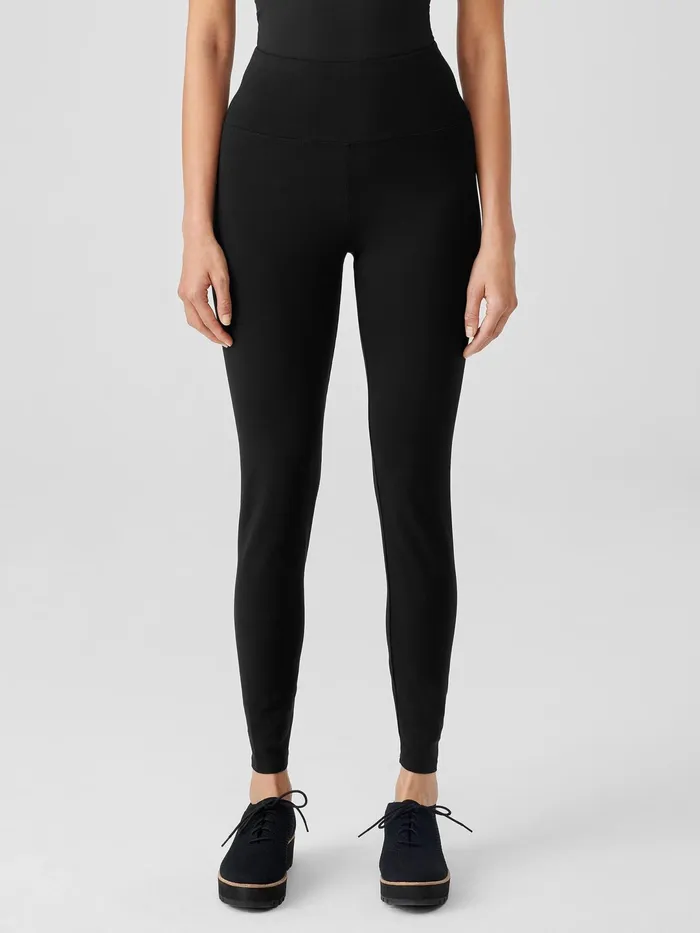 Women Pants Shorts and Jumpsuits Eileen Fisher Stretch Jersey Knit HighWaisted Leggings Black