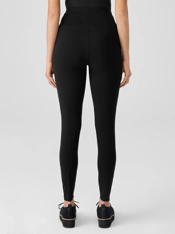 Women Pants Shorts and Jumpsuits Eileen Fisher Stretch Jersey Knit HighWaisted Leggings Black