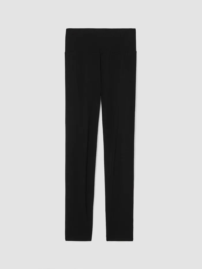Women Pants Shorts and Jumpsuits Eileen Fisher Stretch Jersey Knit HighWaisted Leggings Black