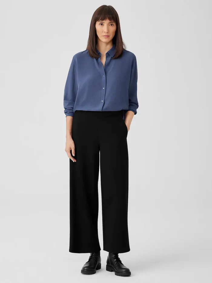 Women Pants Shorts and Jumpsuits Eileen Fisher Washable Flex Ponte WideLeg Pant Black