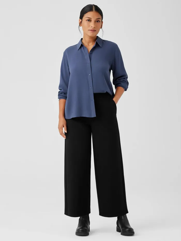 Women Pants Shorts and Jumpsuits Eileen Fisher Washable Flex Ponte WideLeg Pant Black