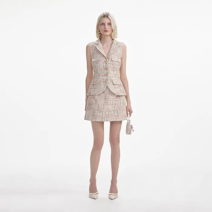 Women Pastel Boucle Tailored Mini Dress Self Portrait Dresses