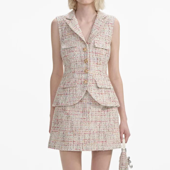 Women Pastel Boucle Tailored Mini Dress Self Portrait Dresses