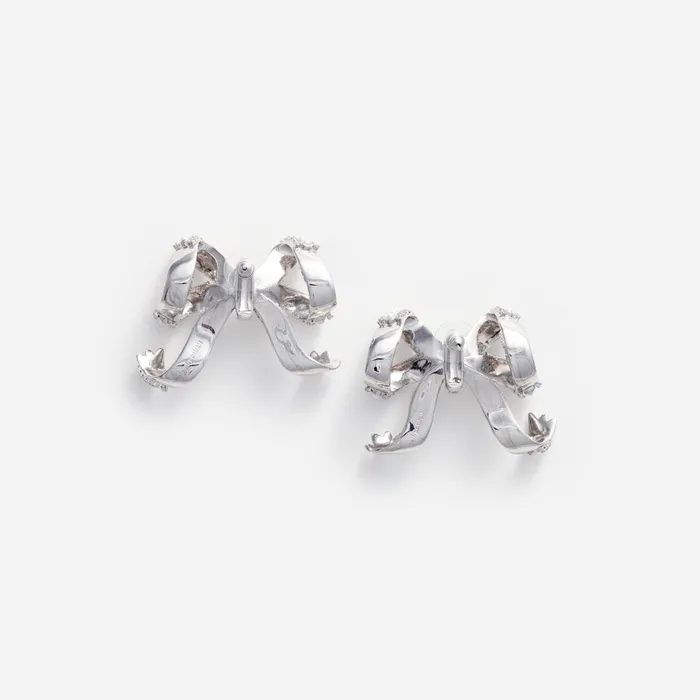 Women Pearl Crystal Bow Earrings Self Portrait Jewellery
