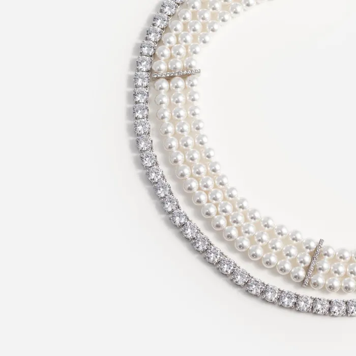 Women Pearl Diamante Necklace Self Portrait Jewellery