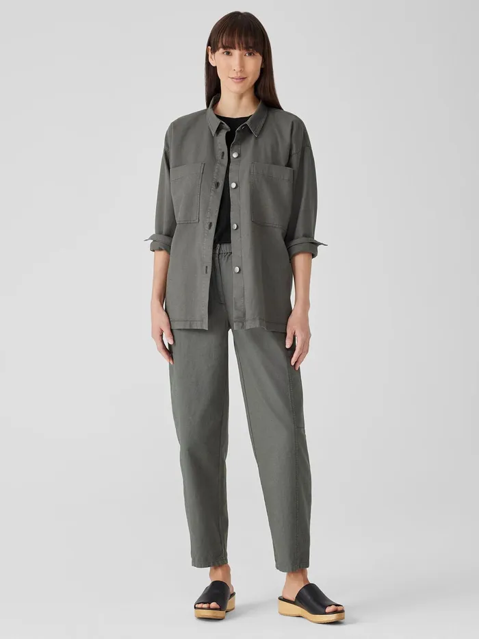 Women Petite Eileen Fisher Cotton Hemp Stretch Shirt Jacket Briar