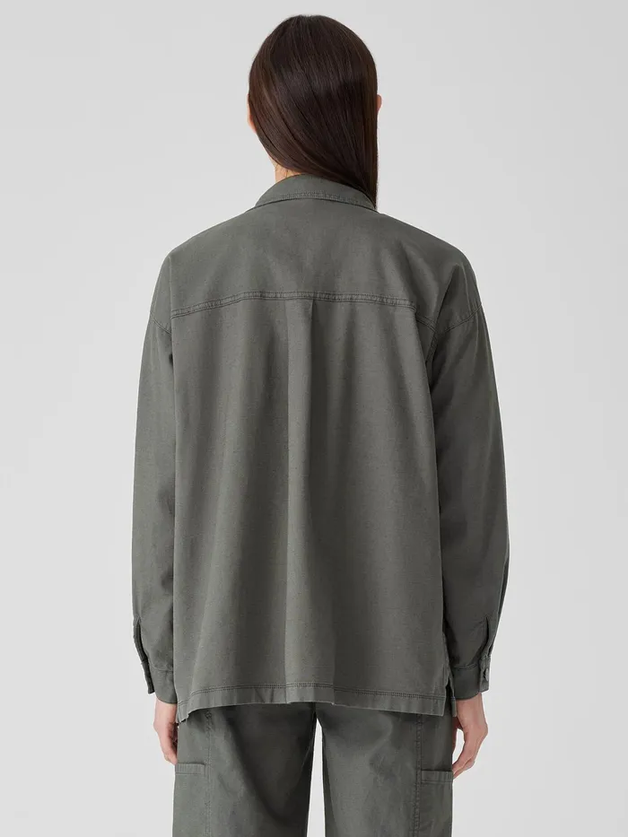 Women Petite Eileen Fisher Cotton Hemp Stretch Shirt Jacket Briar