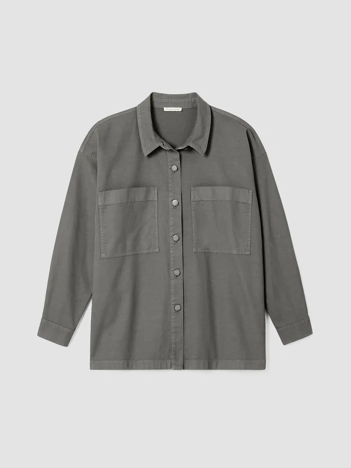 Women Petite Eileen Fisher Cotton Hemp Stretch Shirt Jacket Briar