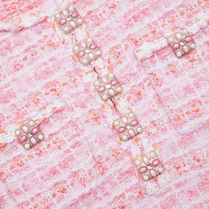 Women Pink Check Knit Mini Dress Self Portrait Dresses