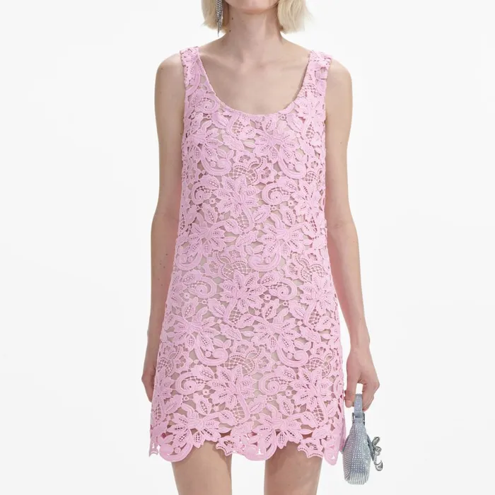Women Pink Floral Lace Mini Dress Self Portrait Dresses