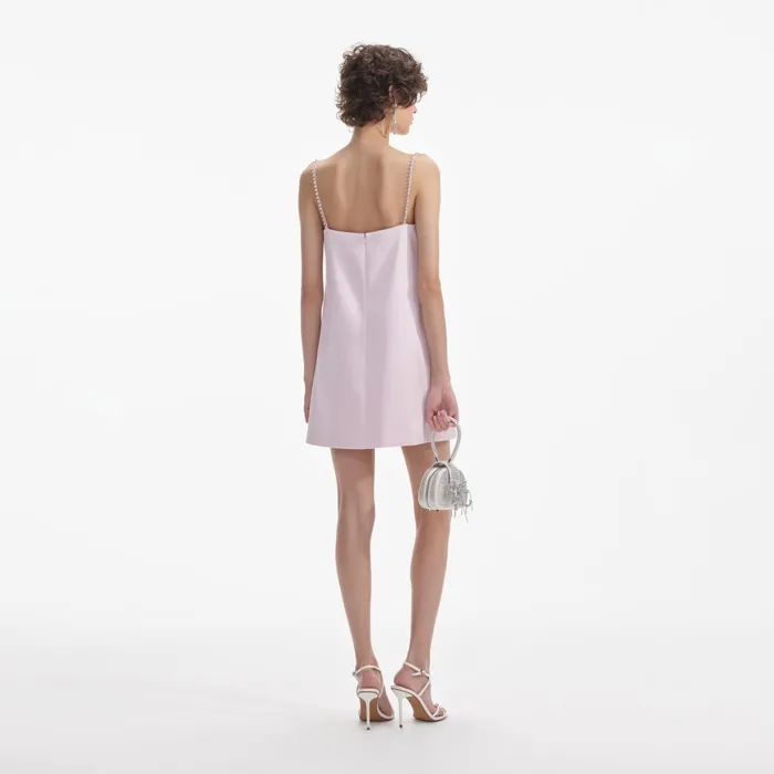 Women Pink Satin Diamante Mini Dress Pink Self Portrait Dresses
