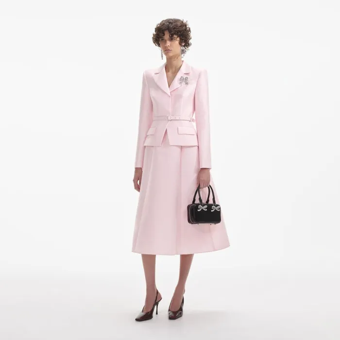 Women Pink Tailored Taffeta Midi Dress Pink Self Portrait Dresses